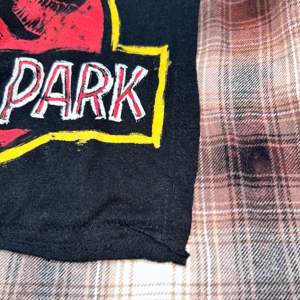 Jurassic Park Custom Bleached Flannel Shirt Croft & Barrow XL Movie Logo - Picture 8 of 12